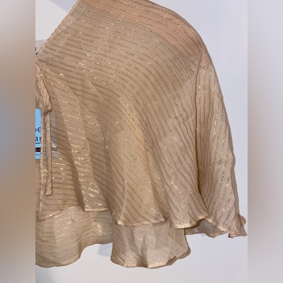 NWT $250 MILLY of NEW YORK Golden Nude Glittered Chiffon Cami Caplet 2 - Picture 3 of 5